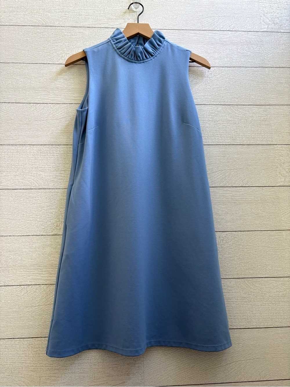 JUDE CONNALLY Avery Ruffle Neck Swing Dress Size Small Blue Coastal Preppy - Picture 2 of 8